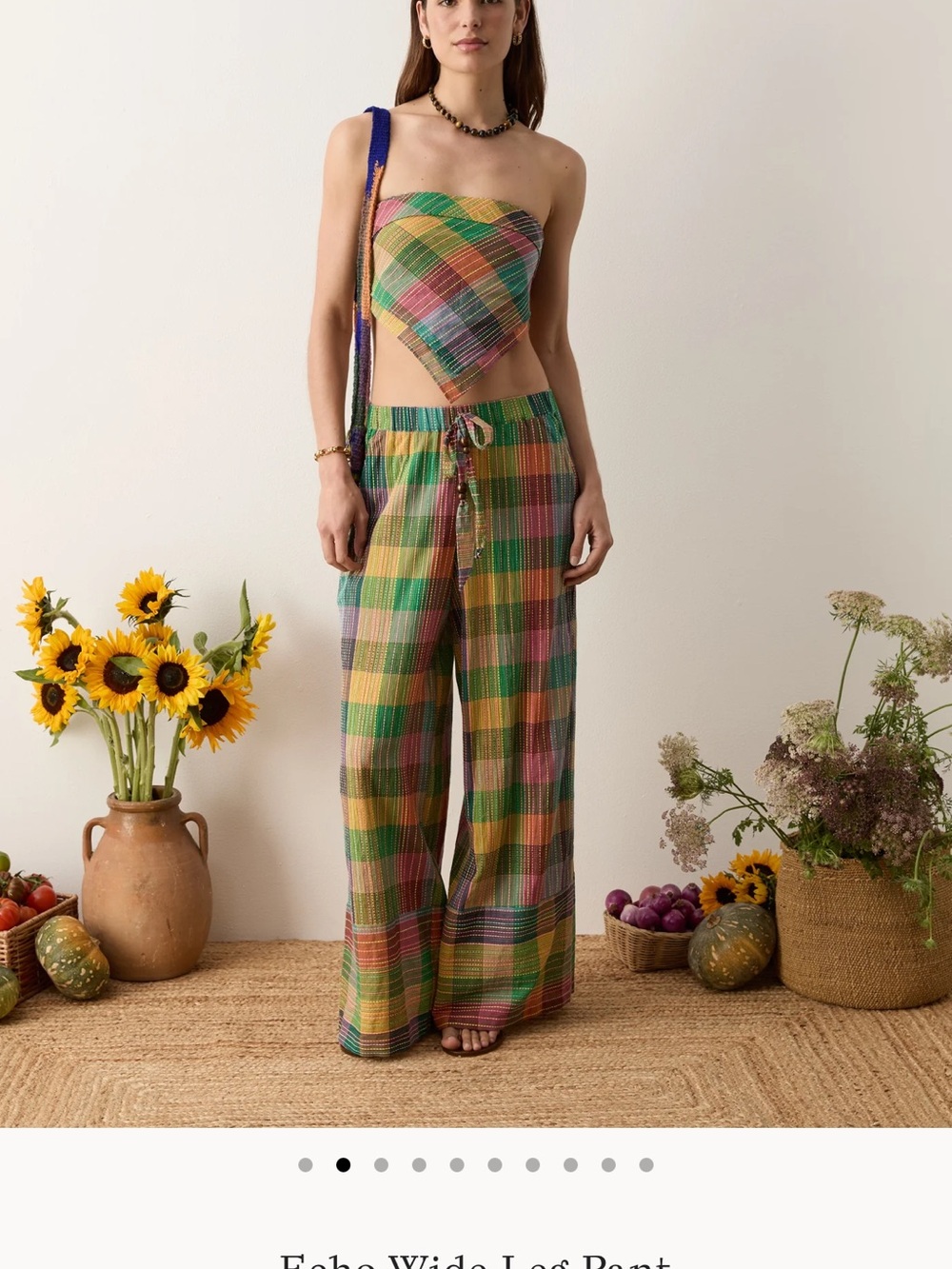 BOTEH Multicolor Drawstring Wide Leg Pants